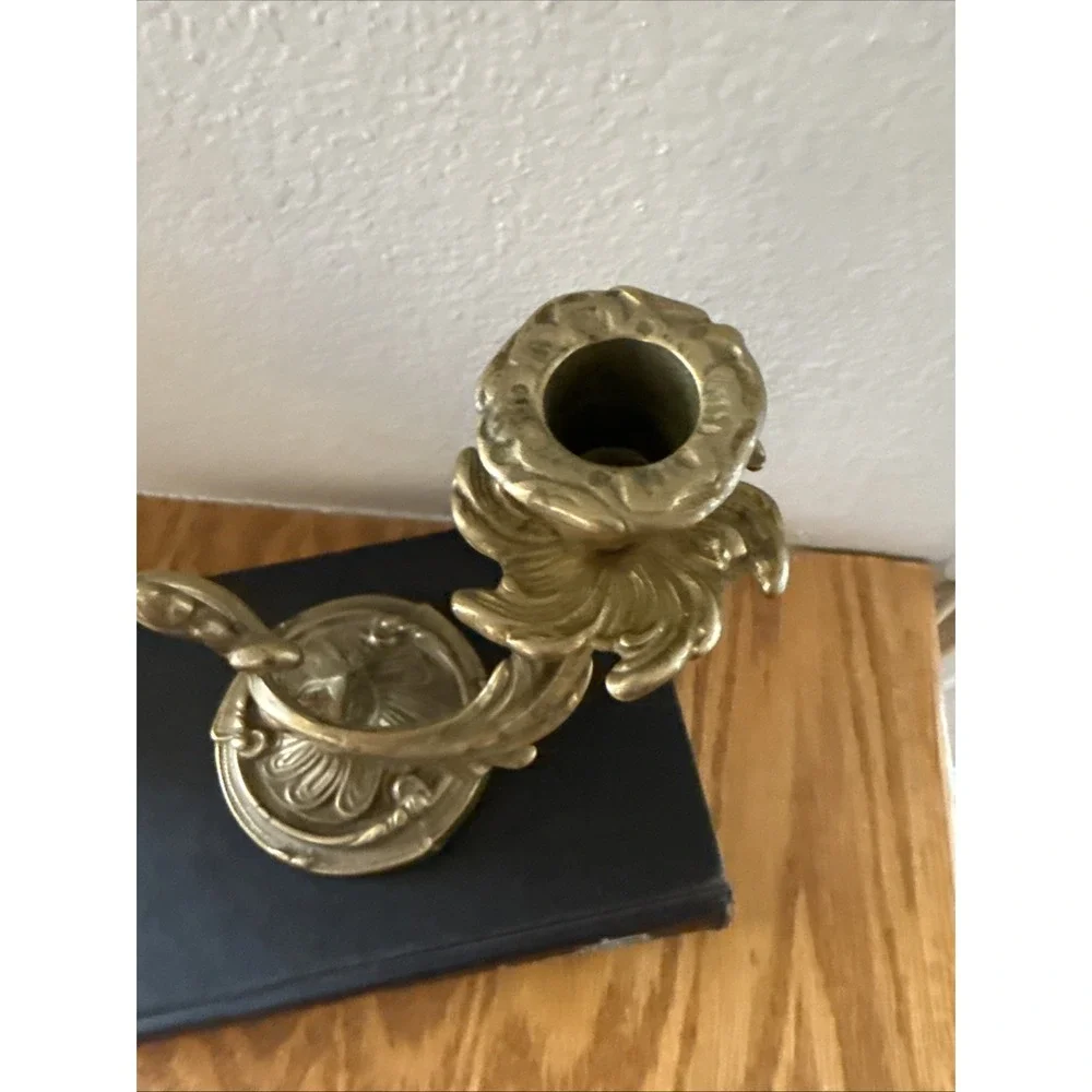 Vintage Solid Brass European French Louis XV Style 2-Arm Candelabra